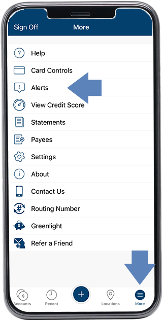 "More" and  "Card Controls" on the Tri City mobile app