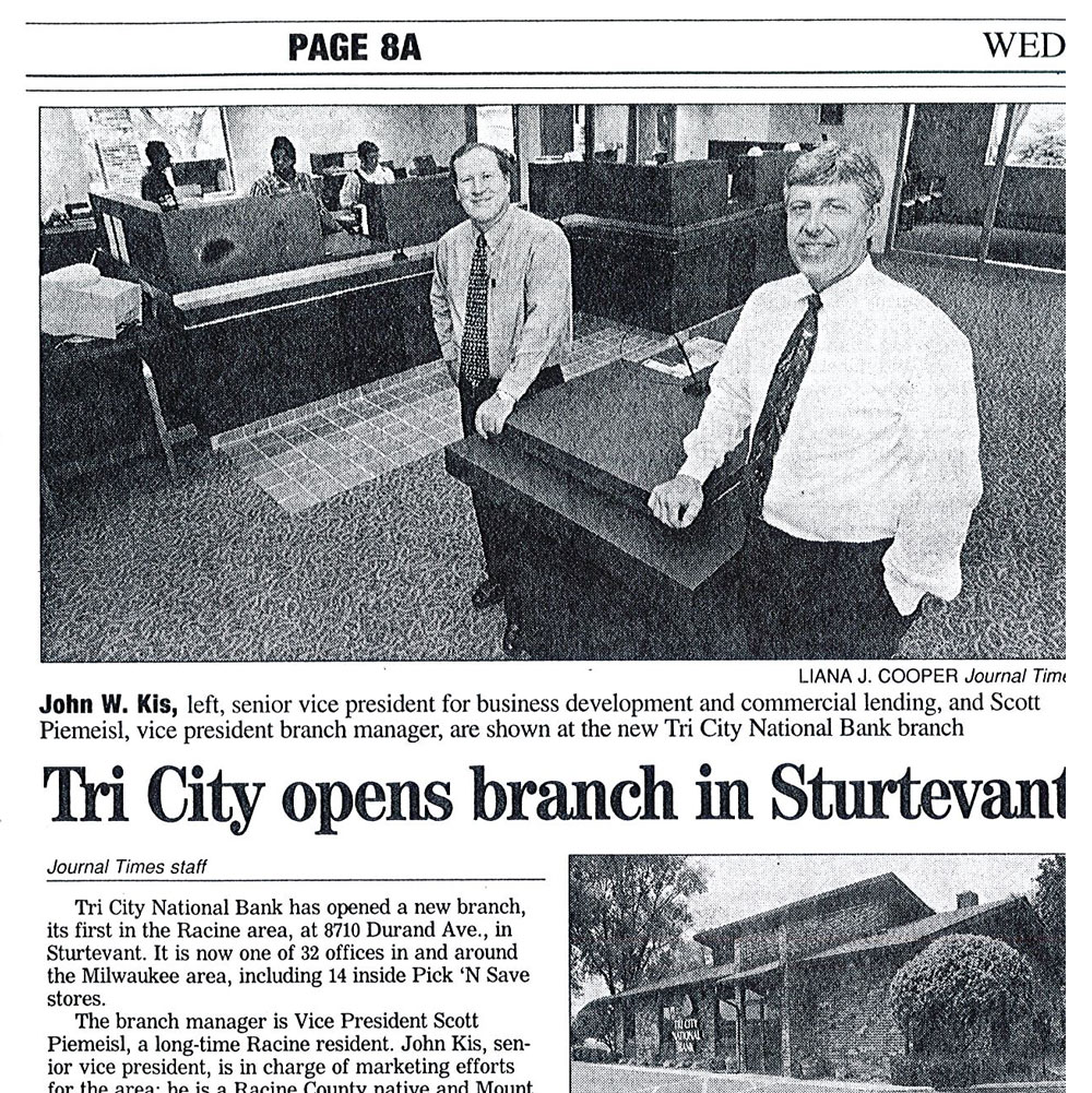 news clipping of Sturtevant branch